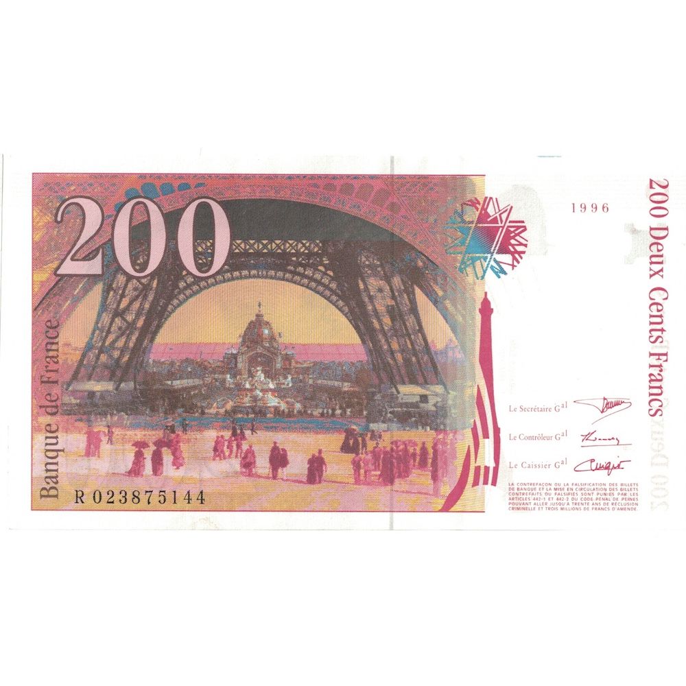 Francia, 200 Francs, Eiffel, 1996, SPL, Fayette:75.2, KM:159a