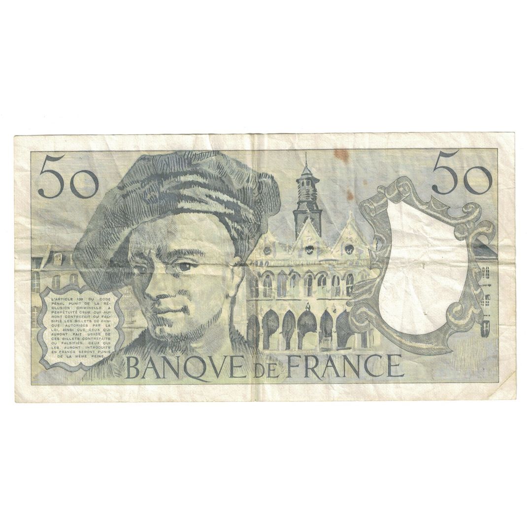 Francia, 50 Francs, Quentin de La Tour, 1988, BC+, Fayette:67.14, KM:152d