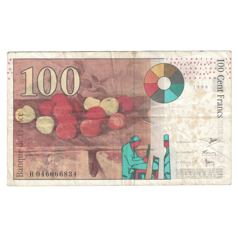 Francia, 100 Francs, Cézanne, 1998, MB+, Fayette:74.2, KM:158a