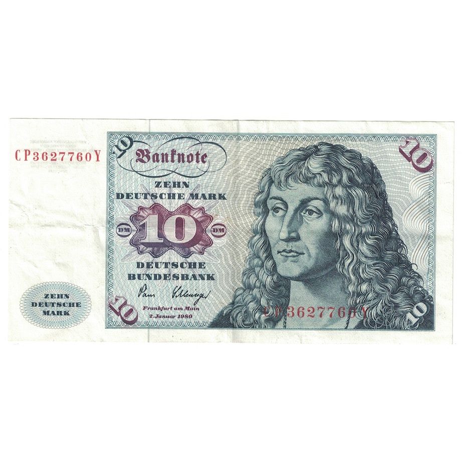 Banconote, GERMANIA - REPUBBLICA FEDERALE, 10 Deutsche Mark, 1980, 1980-01-02