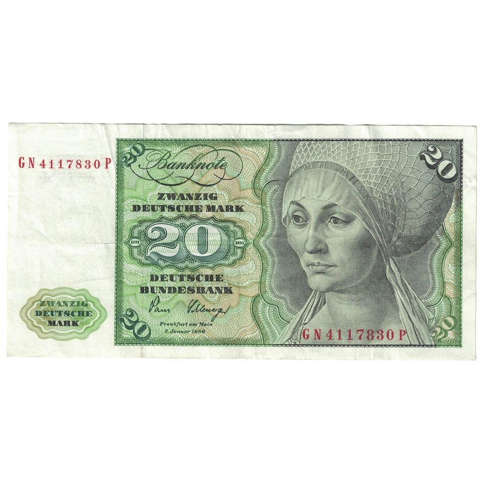 Banconote, GERMANIA - REPUBBLICA FEDERALE, 20 Deutsche Mark, 1980, 1980-01-02