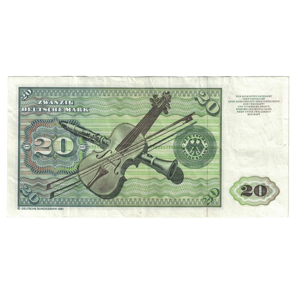 Banconote, GERMANIA - REPUBBLICA FEDERALE, 20 Deutsche Mark, 1980, 1980-01-02
