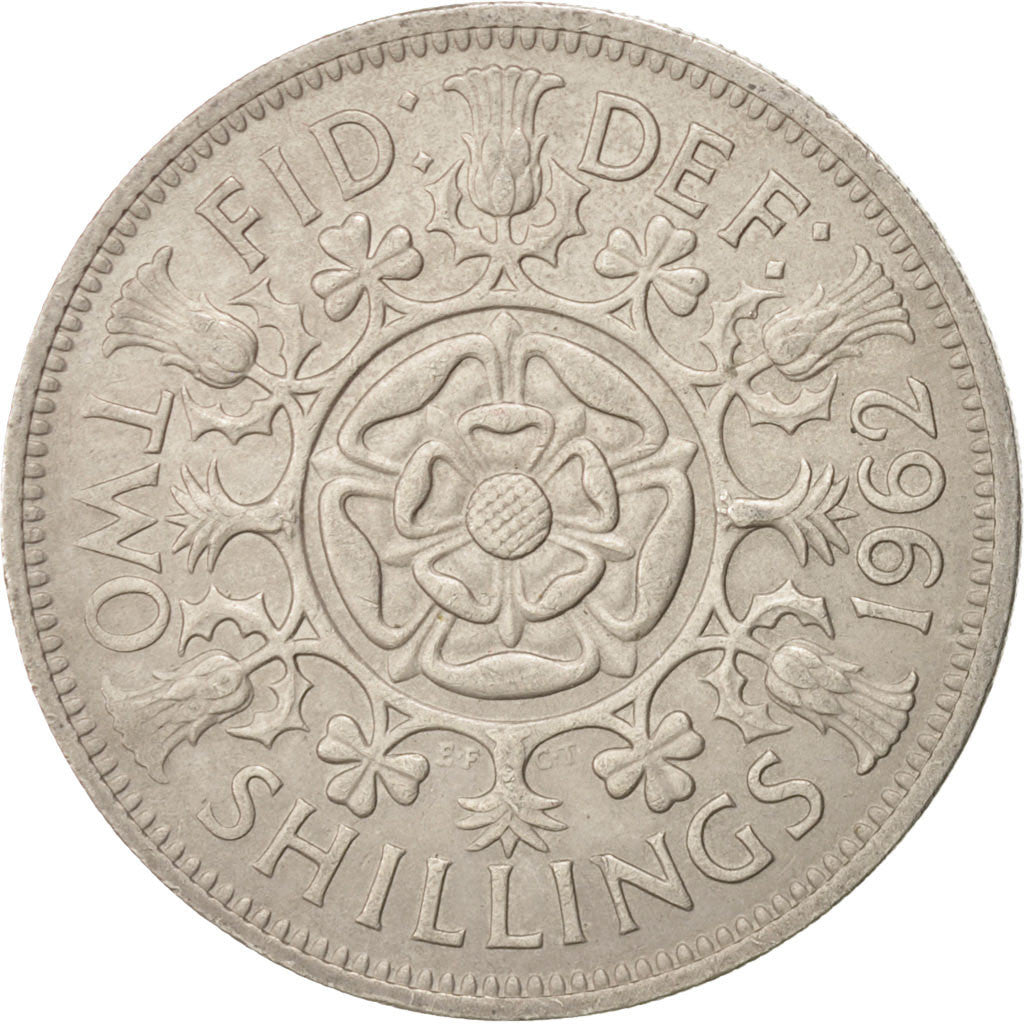 Gran Bretagna, Elizabeth II, Florin, Two Shillings, 1962, BB+, Rame-nichel, K...