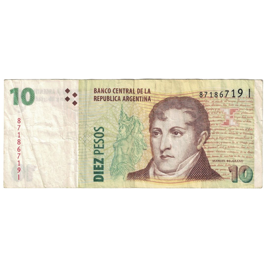 Banknot, Argentina, 10 Pesos, Undated (2003), KM:354, VF(30-35)