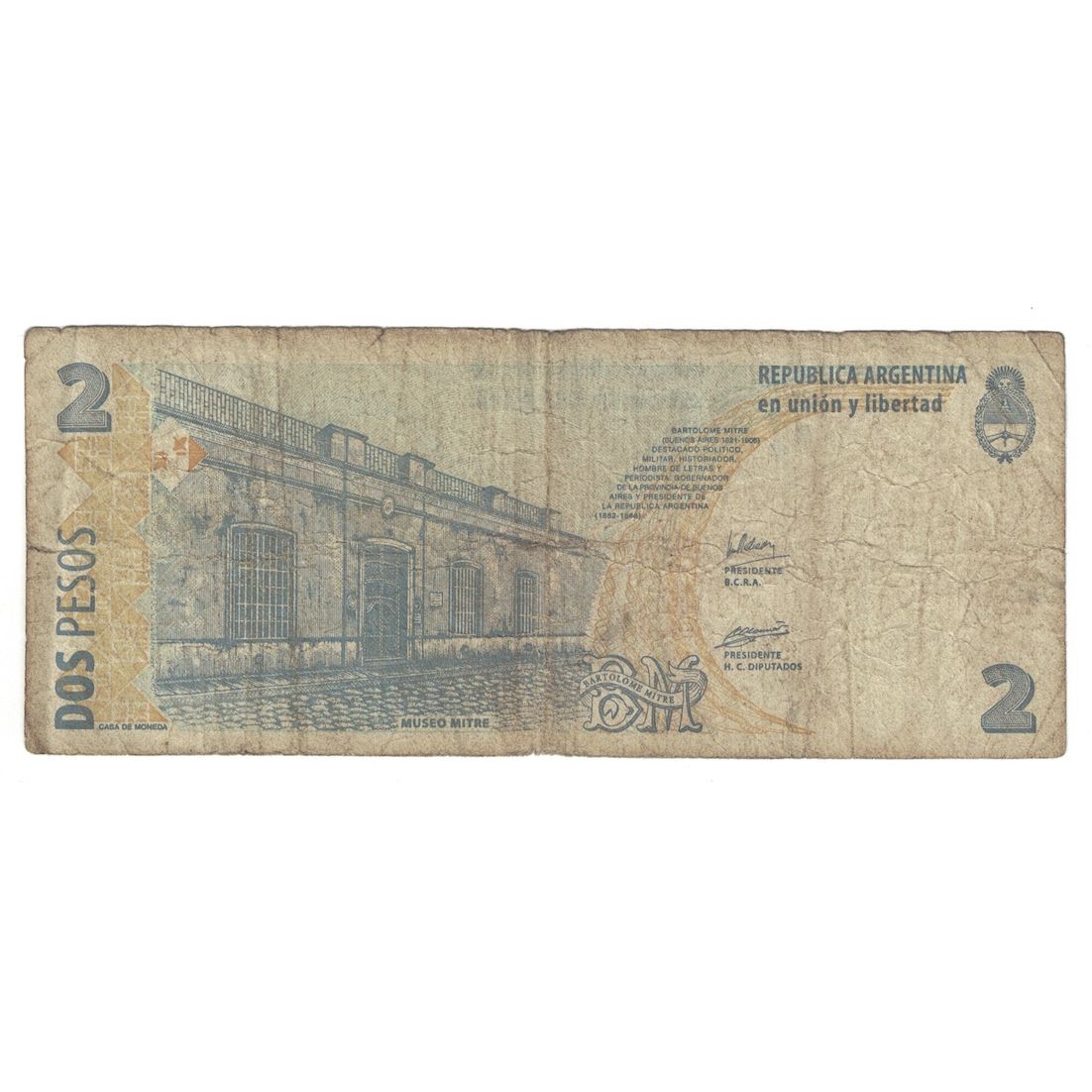 Billet, Argentine, 2 Pesos, Undated (2002), KM:352, B+