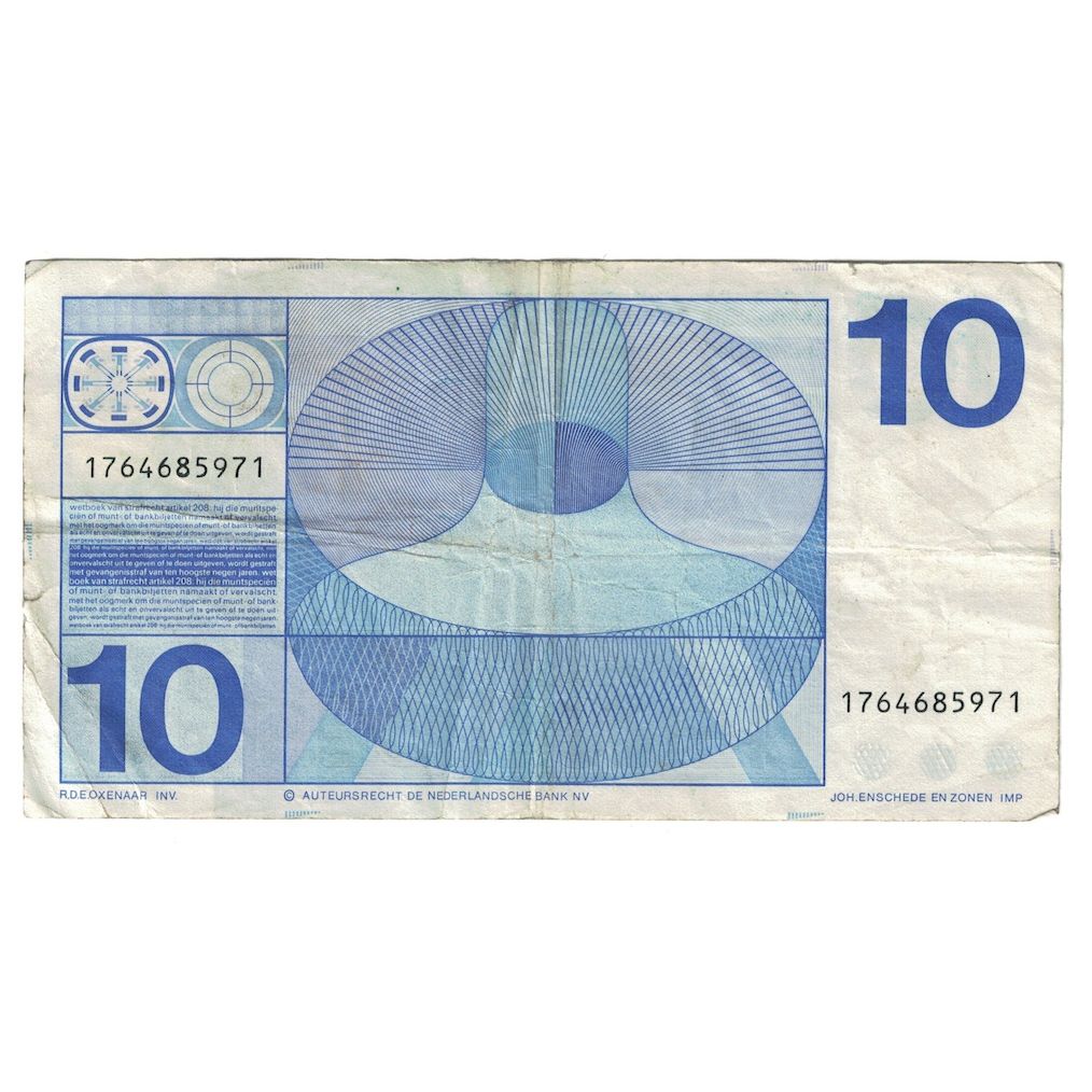 Banknote, Netherlands, 10 Gulden, 1968, 1968-04-25, KM:91b, VF(30-35)