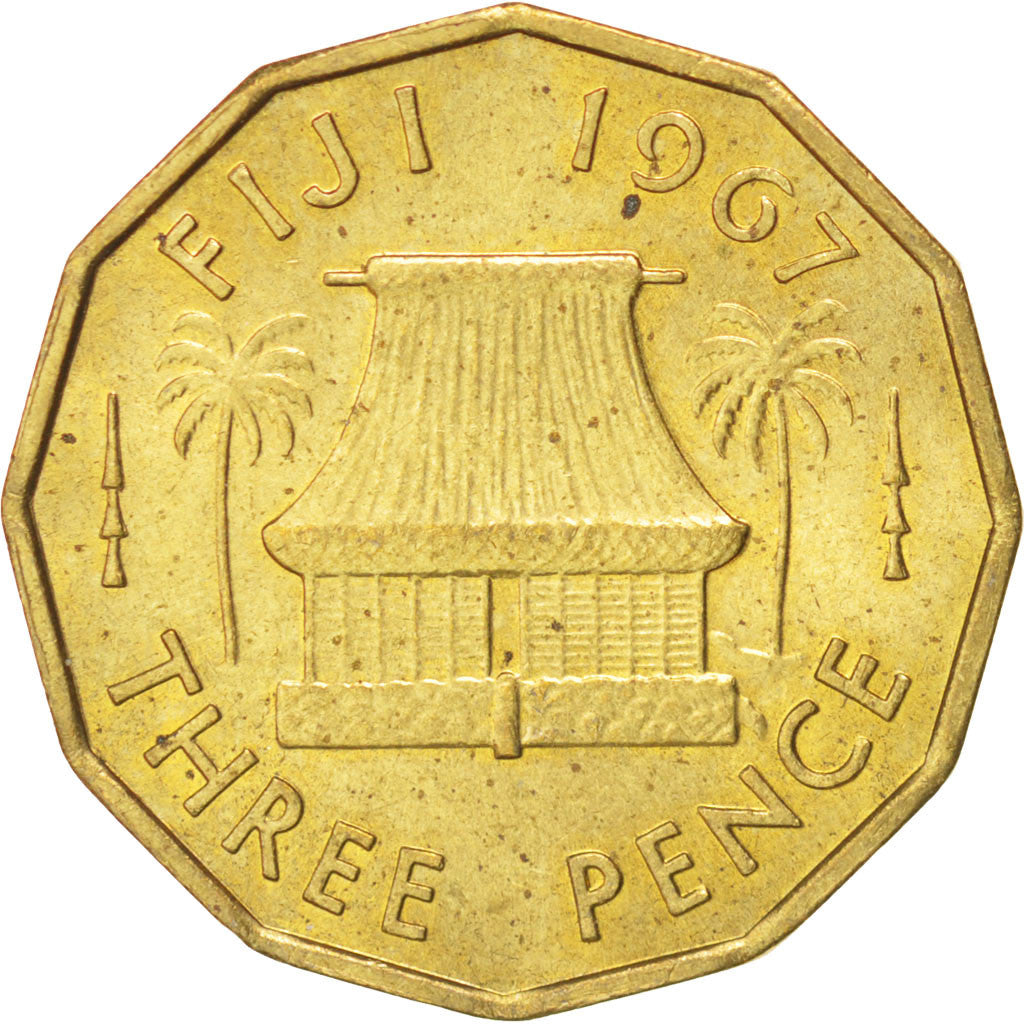 Fiji, Elizabeth II, Threepence, 1967, SUP, Nickel-brass, KM:22