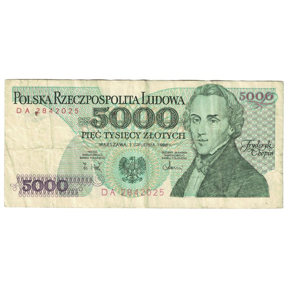 Banknote, Poland, 5000 Zlotych, 1988, 1988-12-01, KM:150c, VF(20-25)