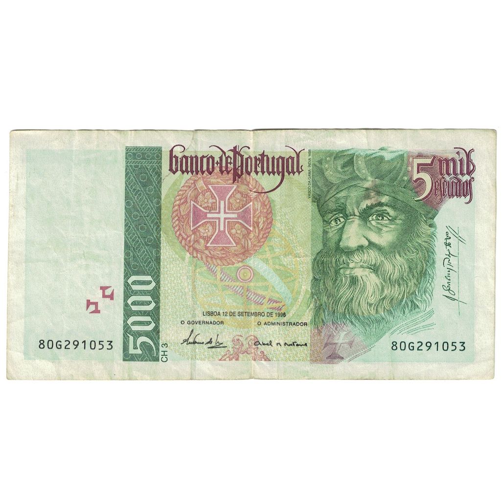 Geldschein, Portugal, 5000 Escudos, 1996, 1996-09-12, KM:190b, S+
