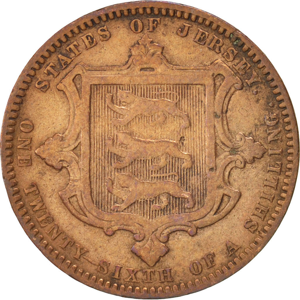 Jersey, Victoria, 1/26 Shilling, 1870, VF(20-25), Bronze, KM:4