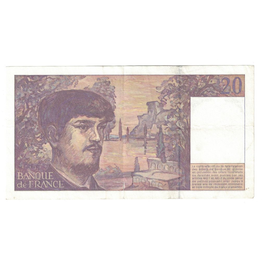 França, 20 Francs, Debussy, 1997, VF(30-35), Fayette:66ter02a53, KM:151i