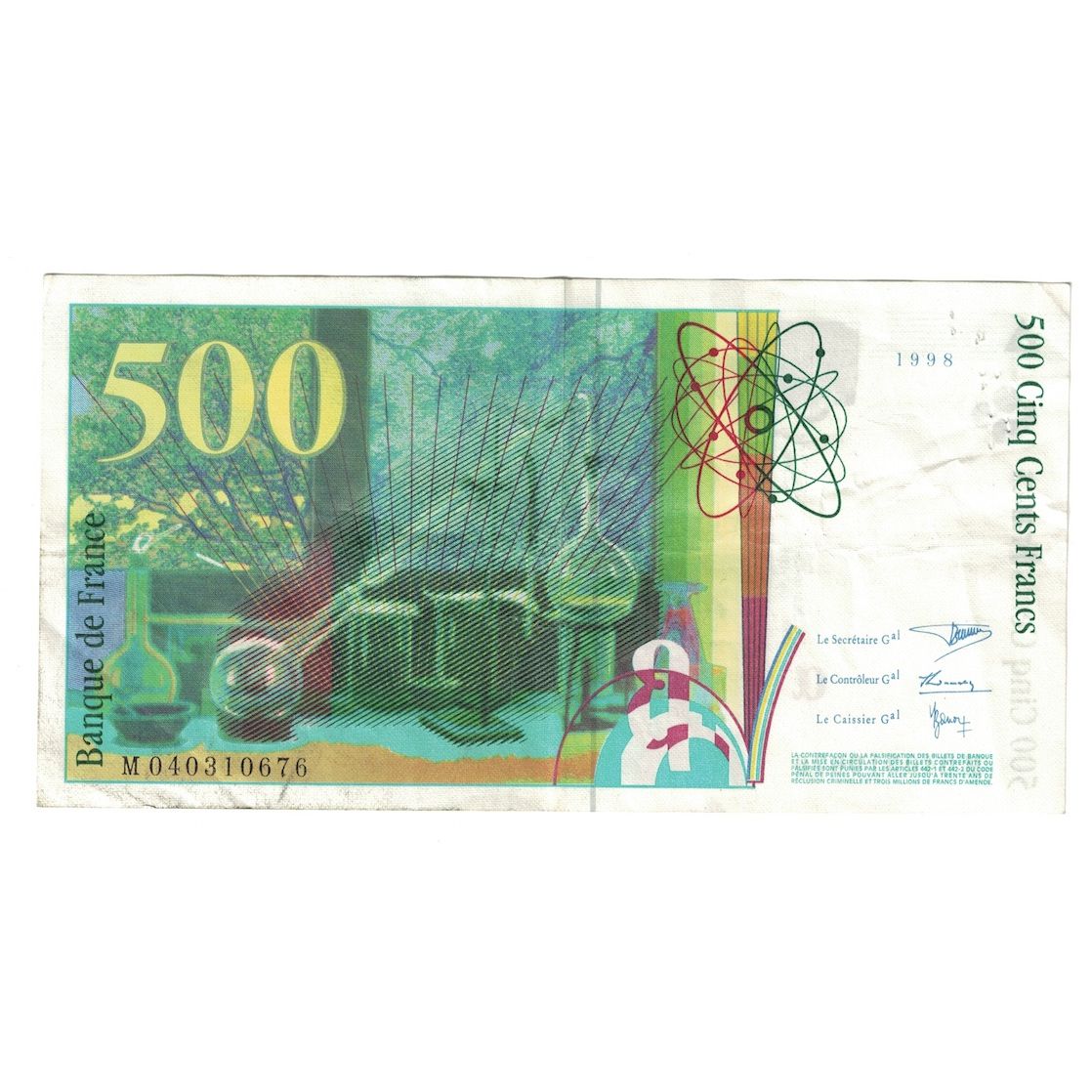 Francia, 500 Francs, Pierre et Marie Curie, 1998, BB, Fayette:76.4, KM:160c