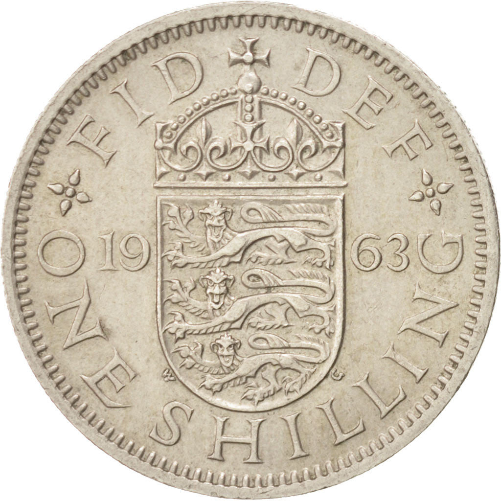 Coin, Great Britain, Elizabeth II, Shilling, 1963, AU(50-53), Copper-nickel