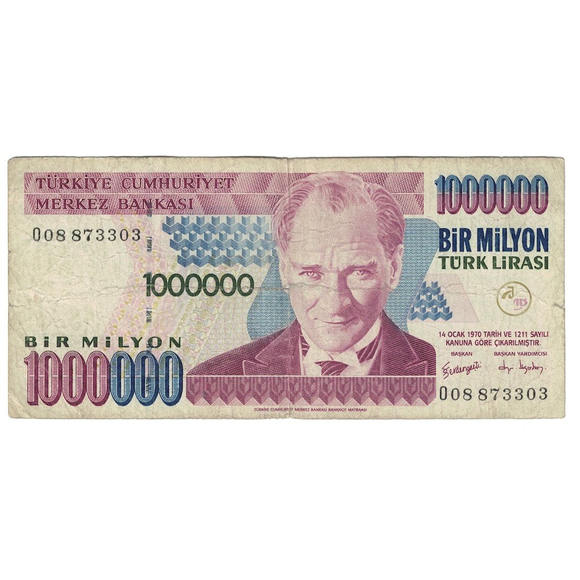 Banknote, Turkey, 1,000,000 Lira, 1995, KM:209, F(12-15)