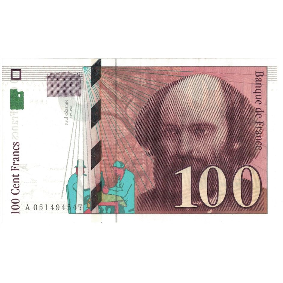 France, 100 Francs, Cézanne, 1998, A.051, UNC(64), Fayette:74.2, KM:158a