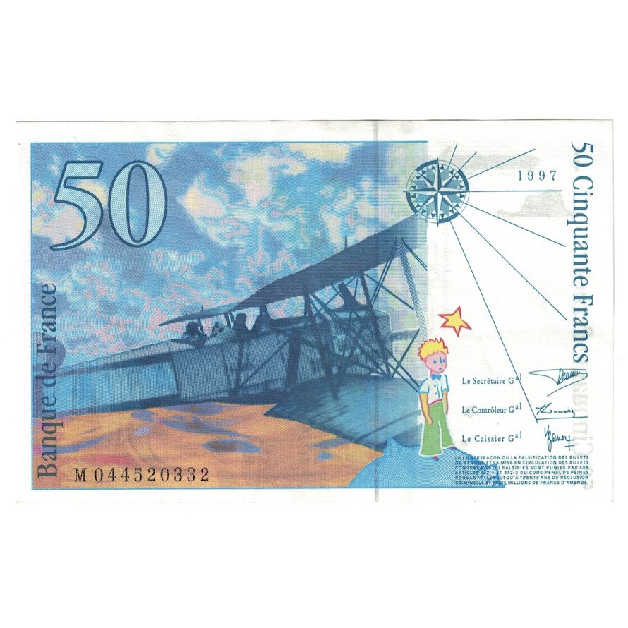 Frankreich, 50 Francs, St Exupéry, 1997, M.044, UNZ-, Fayette:73.04, KM:157Ad