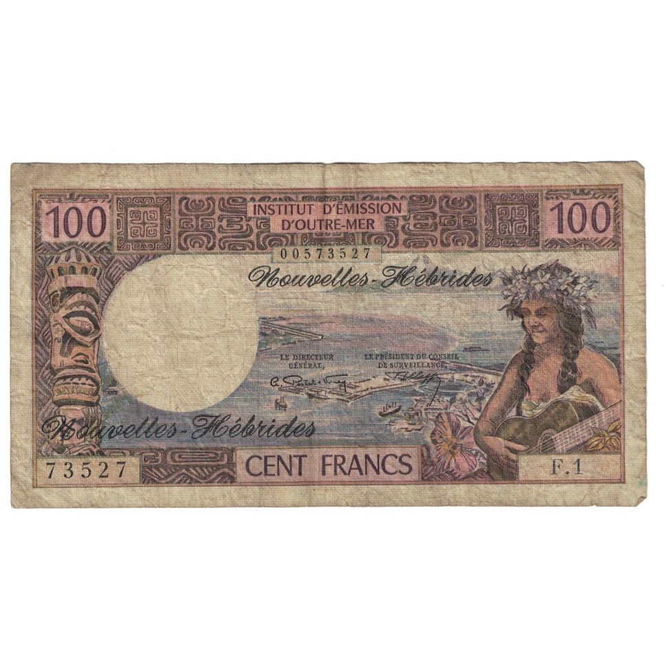 Geldschein, New Hebrides, 100 Francs, 1972, KM:18b, SGE+
