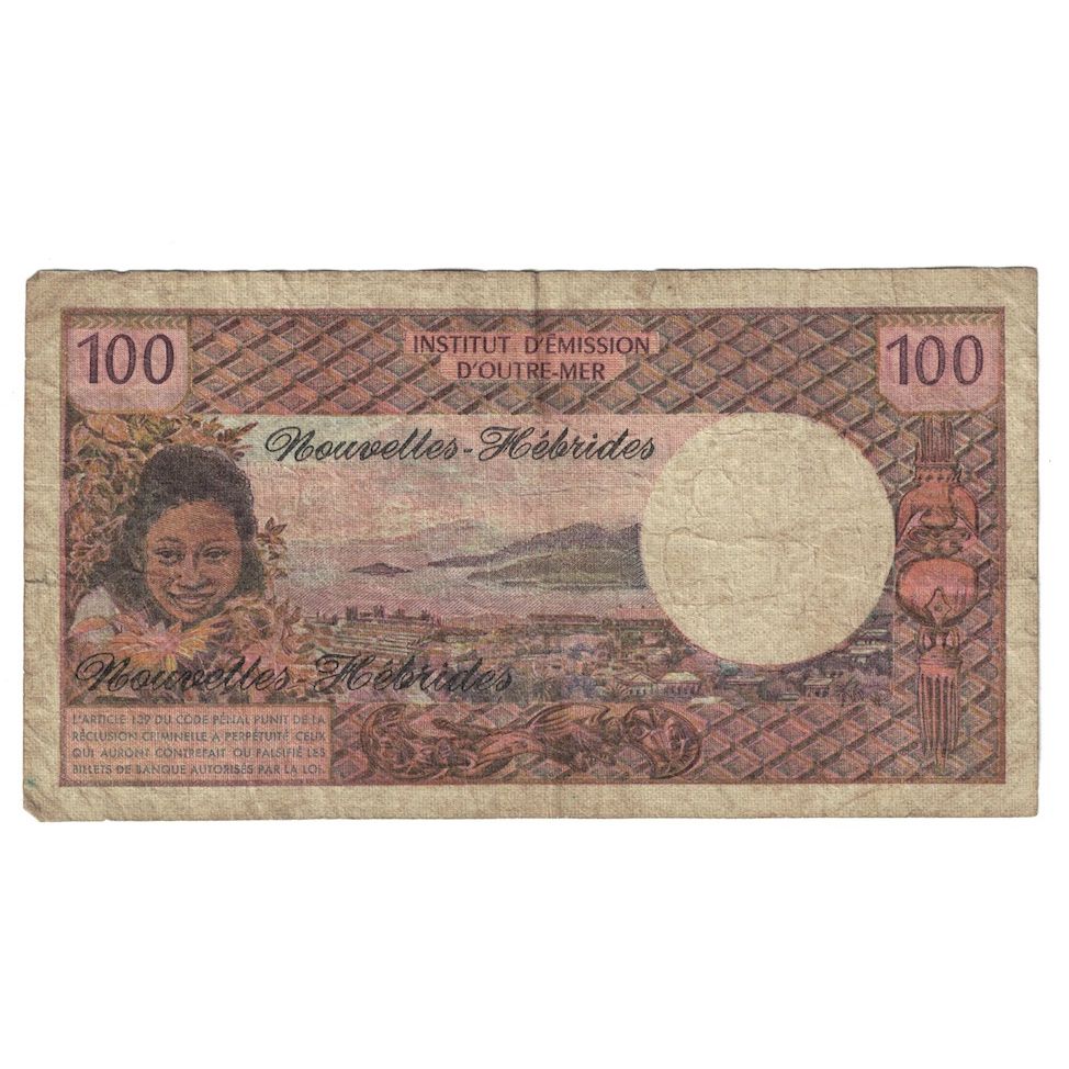 Geldschein, New Hebrides, 100 Francs, 1972, KM:18b, SGE+