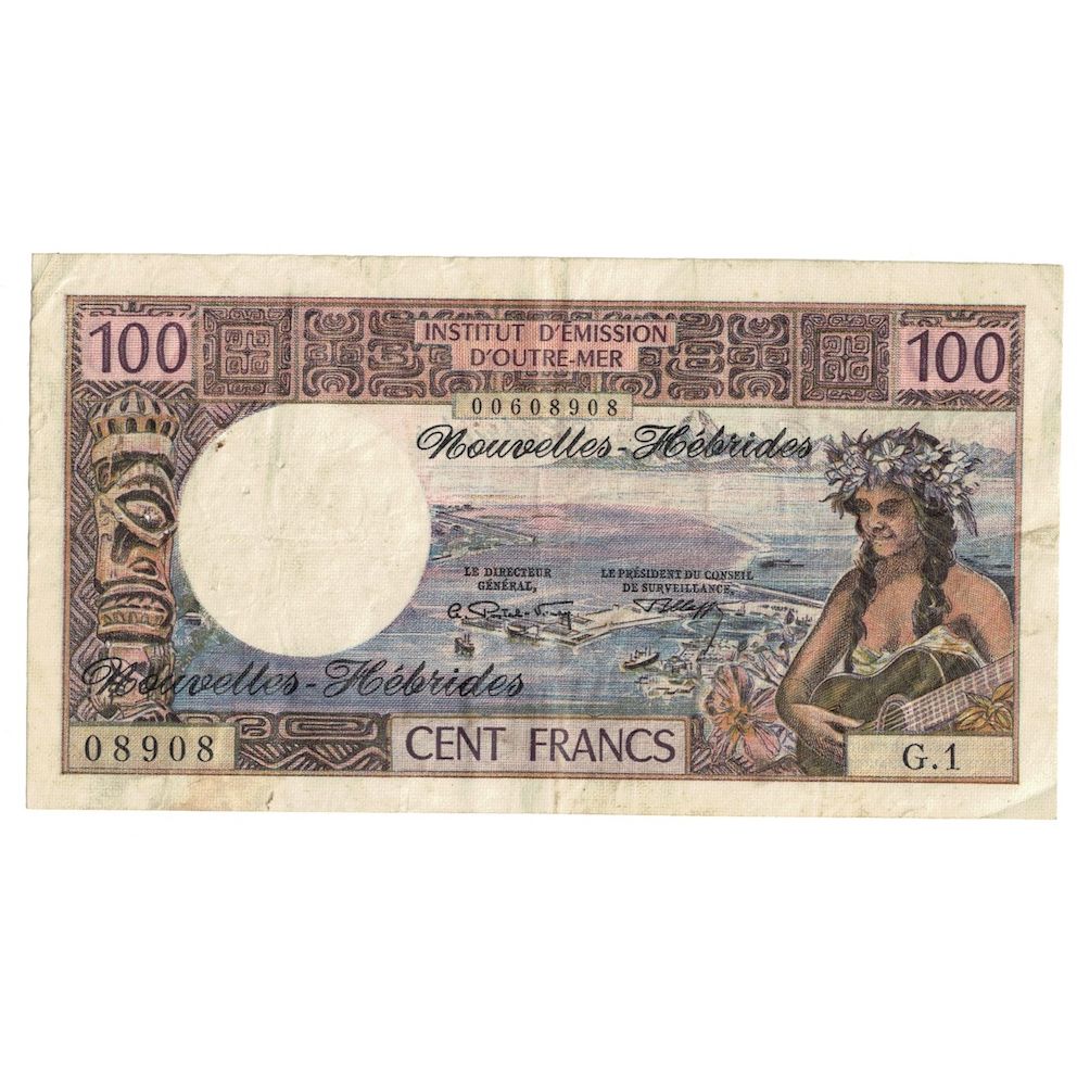 Banknote, New Hebrides, 100 Francs, 1972, KM:18b, F(12-15)