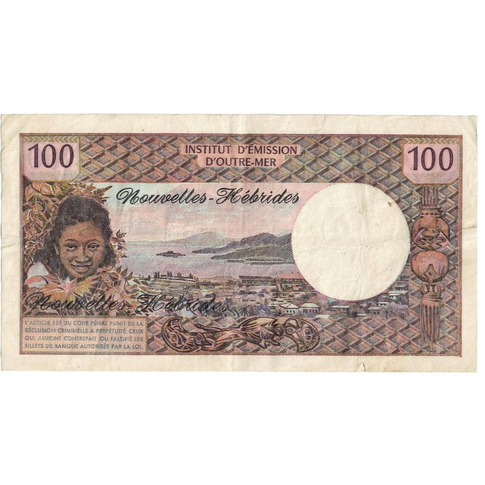 Banknote, New Hebrides, 100 Francs, 1972, KM:18b, F(12-15)