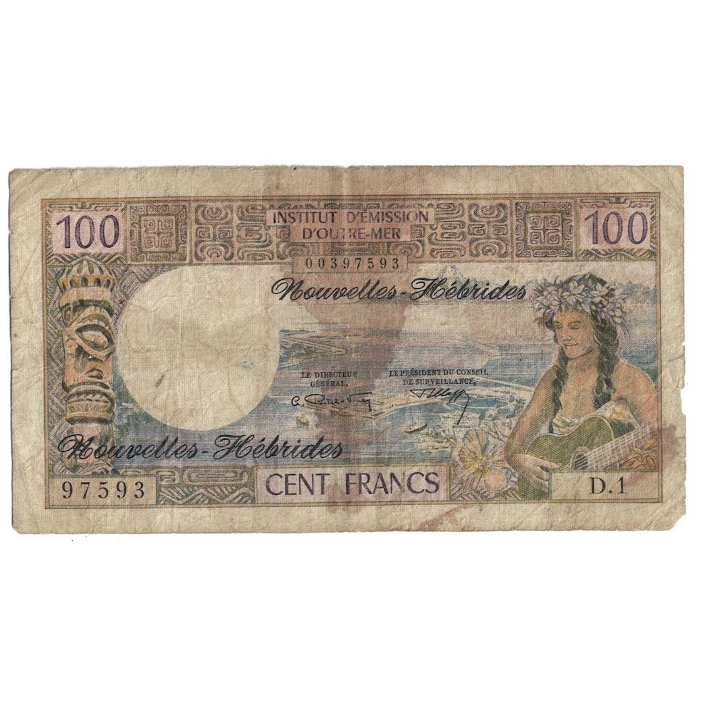 Biljet, Nieuwe Hebriden, 100 Francs, 1972, KM:18b, B