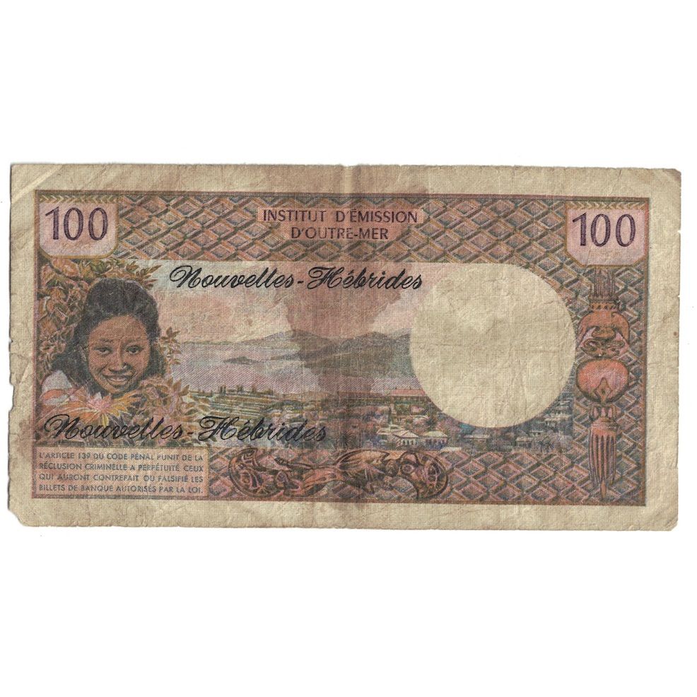 Biljet, Nieuwe Hebriden, 100 Francs, 1972, KM:18b, B