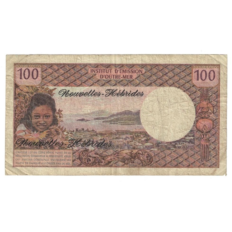 Billete, 100 Francs, 1972, Nuevas Hébridas, KM:18b, RC+