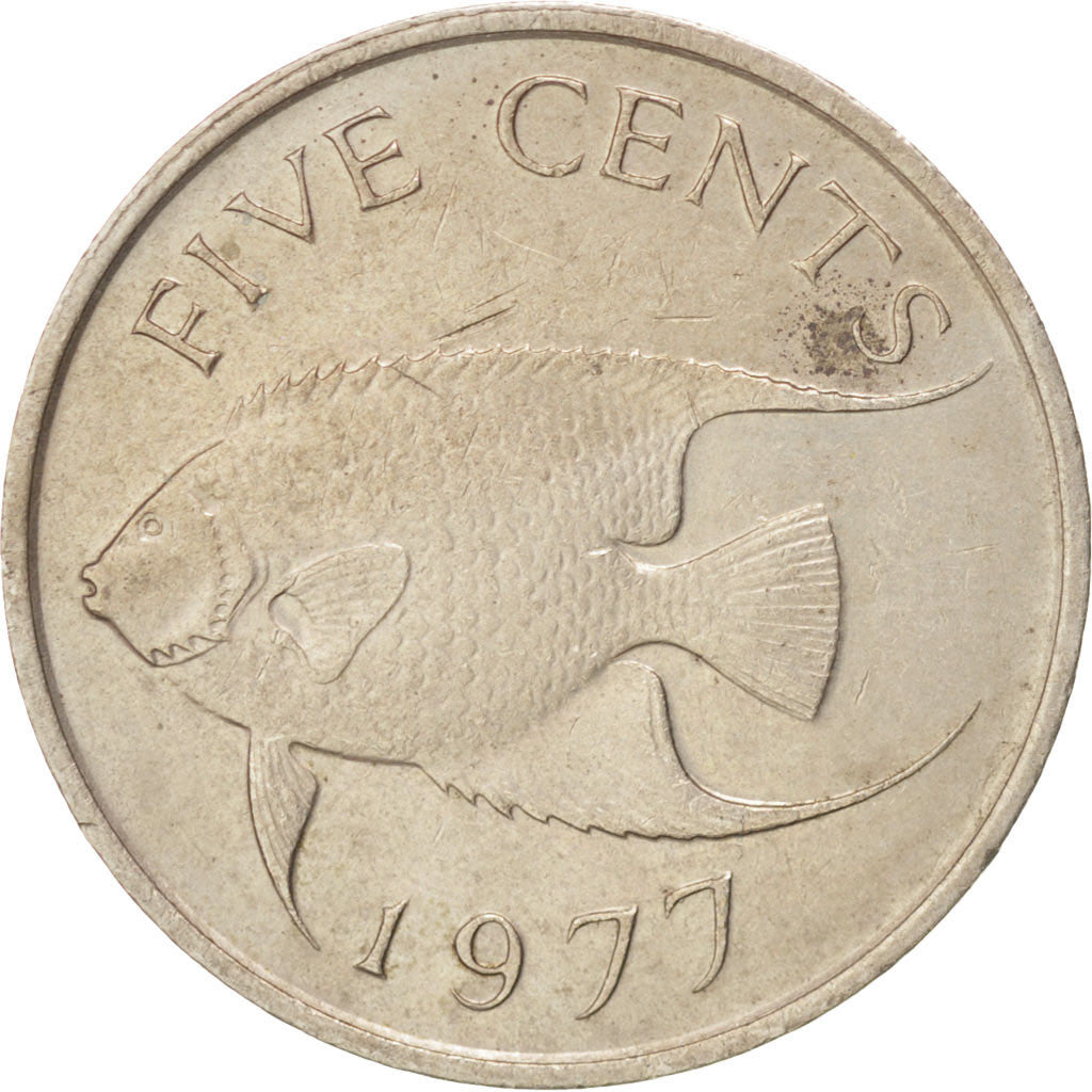 Bermuda, Elizabeth II, 5 Cents, 1977, AU(50-53), Copper-nickel, KM:16