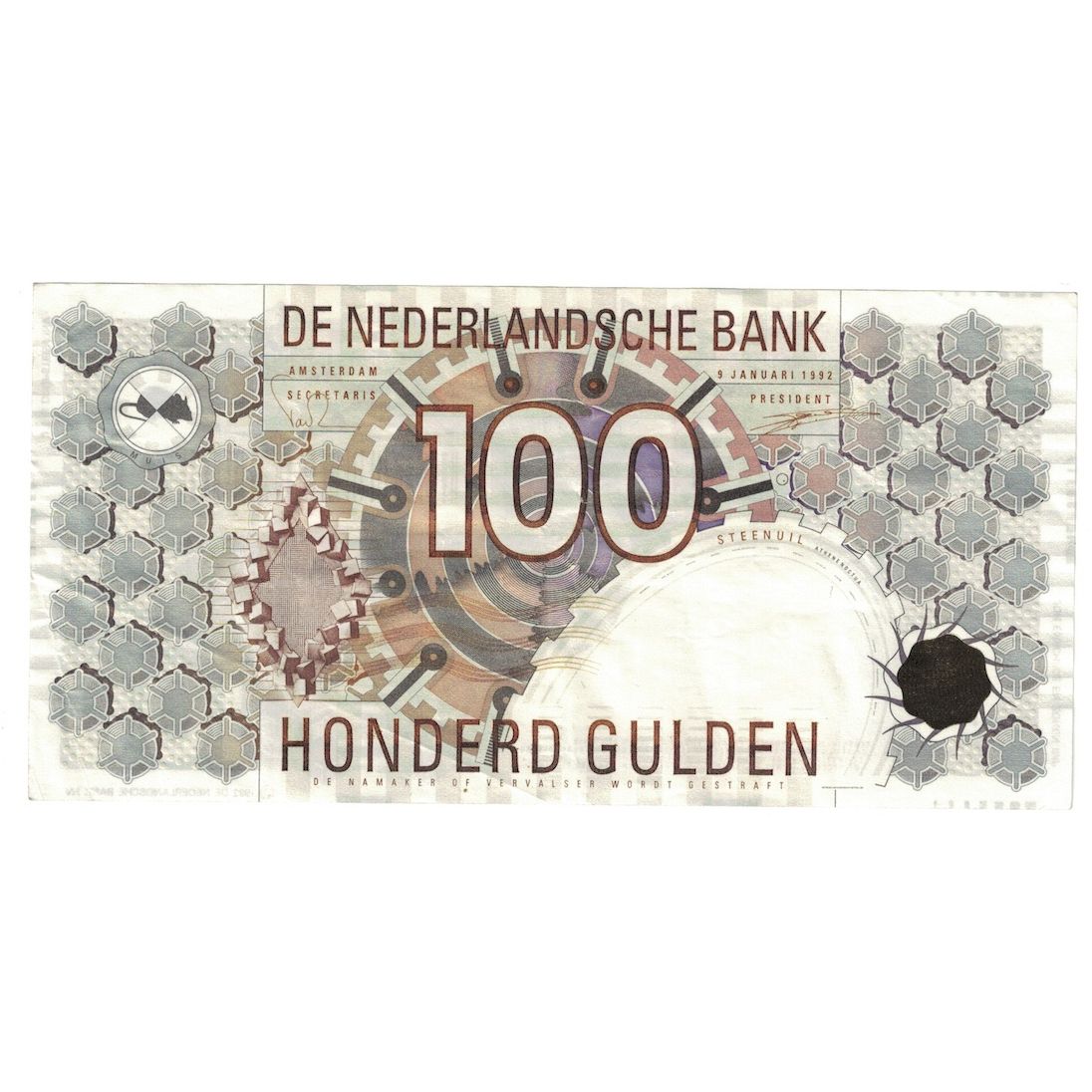 Banknote, Netherlands, 100 Gulden, 1992, 1992-01-09, KM:101, UNC(60-62)