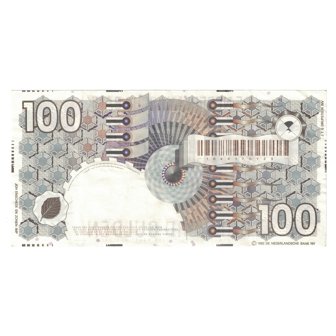 Banknote, Netherlands, 100 Gulden, 1992, 1992-01-09, KM:101, UNC(60-62)