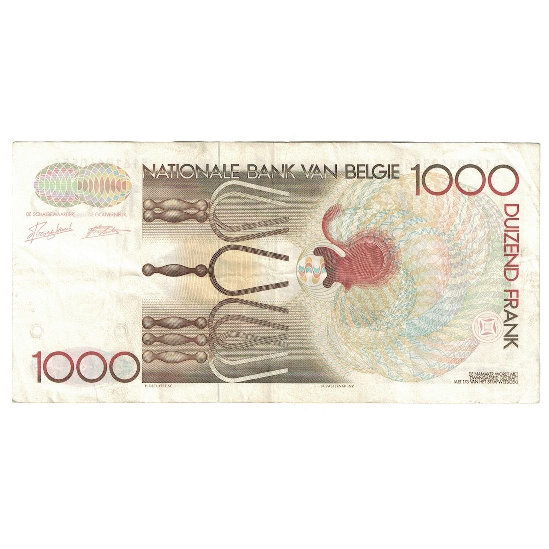 Billete, 1000 Francs, Undated (1980-96), Bélgica, KM:144a, MBC