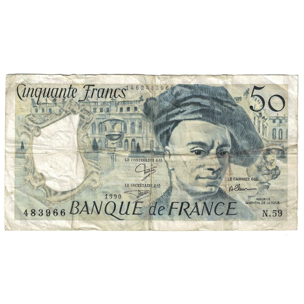 Francia, 50 Francs, Quentin de La Tour, 1990, N.59, RC+, Fayette:67.16, KM:152e