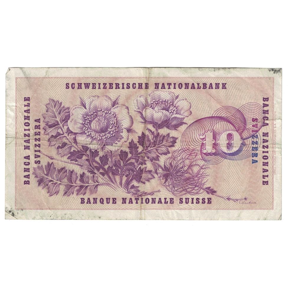 Banknote, Switzerland, 10 Franken, 1956, KM:45c, VF(20-25)