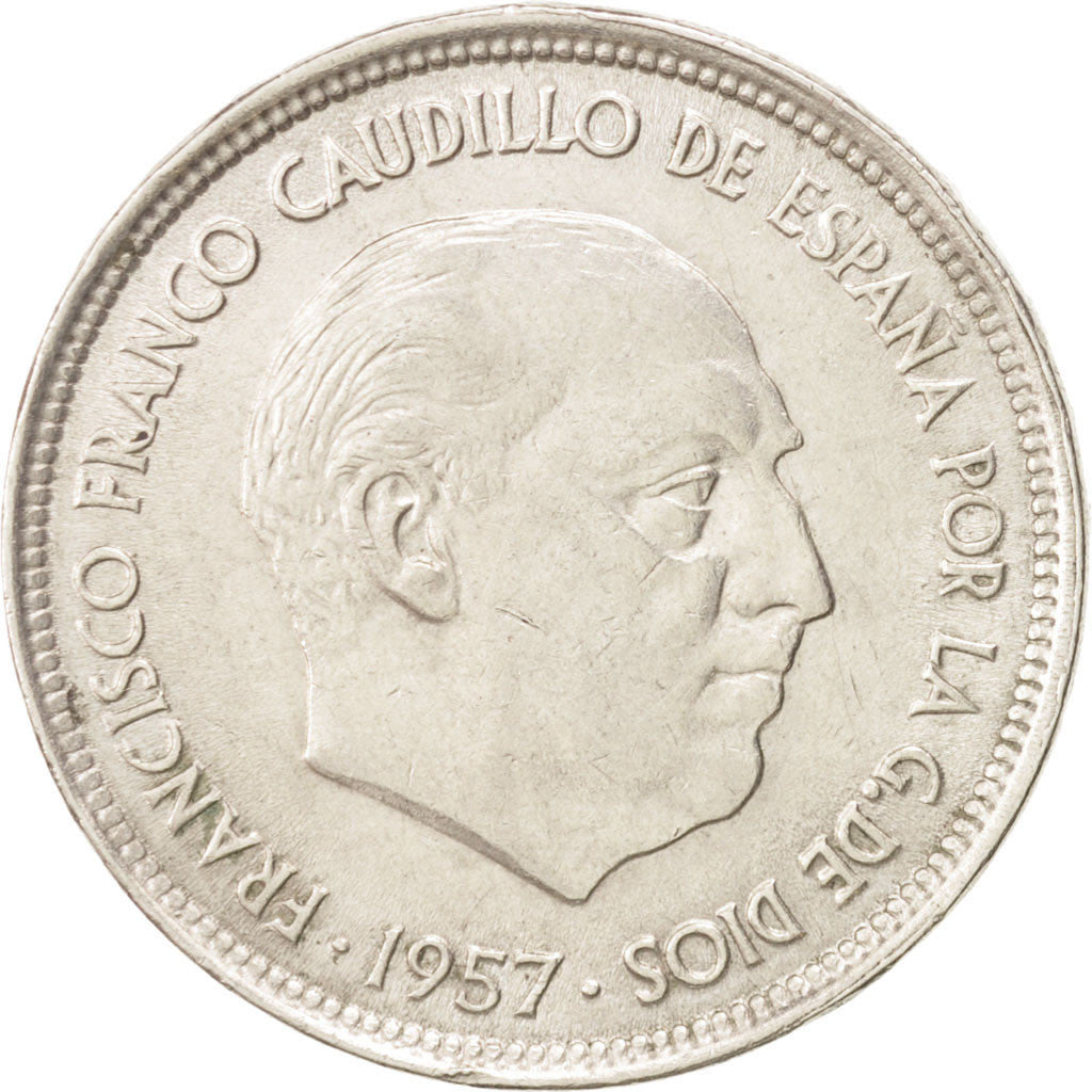 Spain, Caudillo and regent, 50 Pesetas, 1958, AU(50-53), Copper-nickel, KM:788