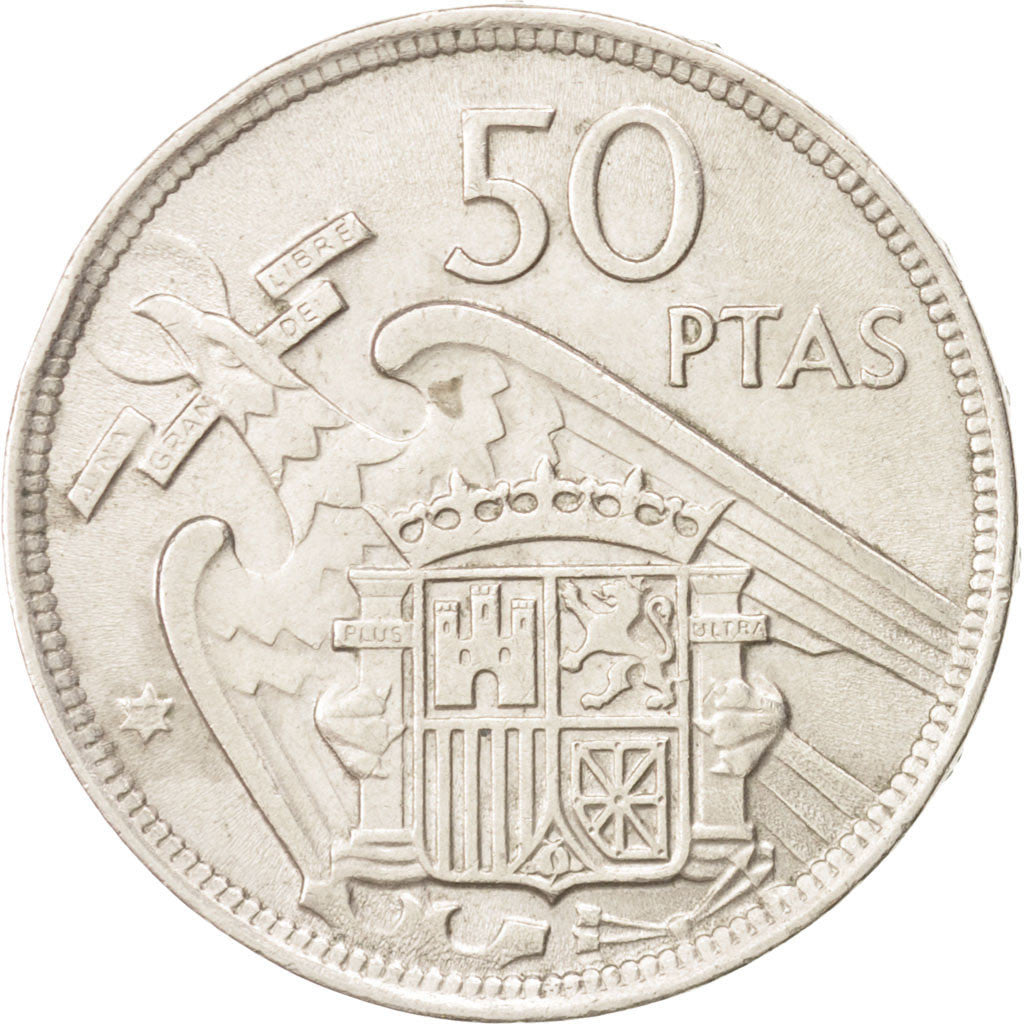Spain, Caudillo and regent, 50 Pesetas, 1958, AU(50-53), Copper-nickel, KM:788
