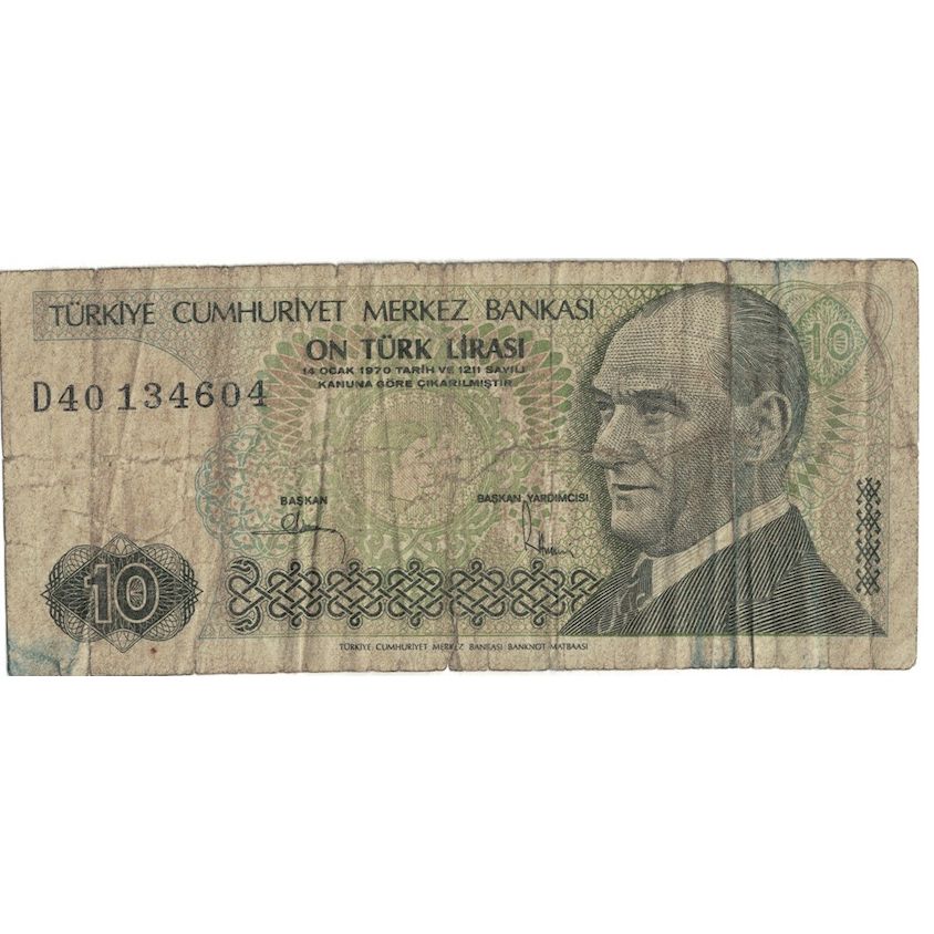 Banknote, Turkey, 10 Lira, L.1970, KM:192, VG(8-10)