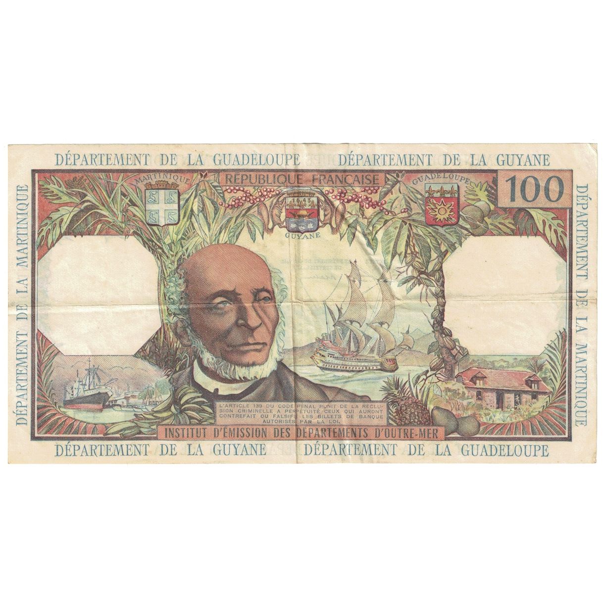 Billet, French Antilles, 100 Francs, Undated (1964), KM:10a, TTB