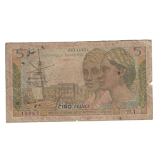 French Antilles, 5 Francs, 1964, H.1, VG(8-10), KM:7b
