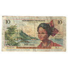 Nota, Antilhas Francesas, 10 Francs, Undated (1964), KM:8b, VG(8-10)