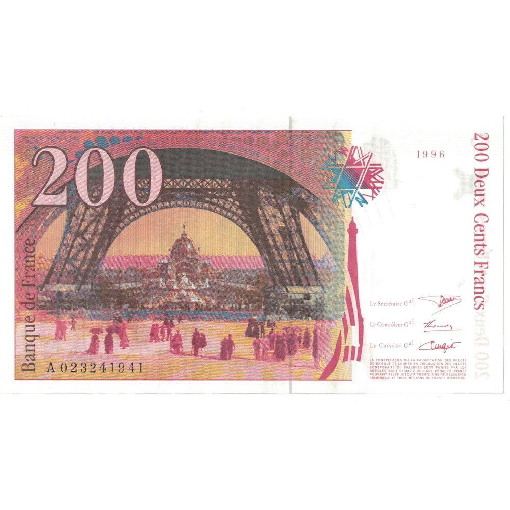 Francia, 200 Francs, Eiffel, 1996, A.023, SPL+, Fayette:75.2, KM:159a
