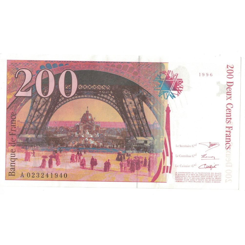 Francia, 200 Francs, Eiffel, 1996, A.023, SPL+, Fayette:75.2, KM:159a