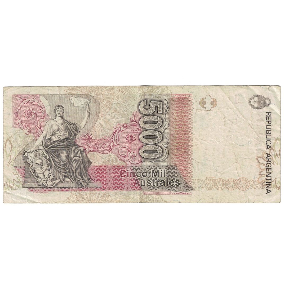 Billete, 5000 Australes, Undated (1989-91), Argentina, KM:330c, BC+