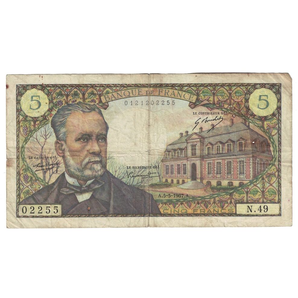 Francia, 5 Francs, Pasteur, 1967, N.49, RC+, Fayette:61.05, KM:146b