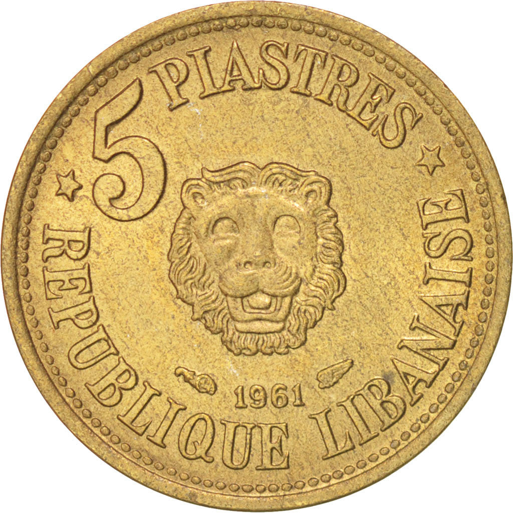 Coin, Lebanon, 5 Piastres, 1961, MS(63), Aluminum-Bronze, KM:21