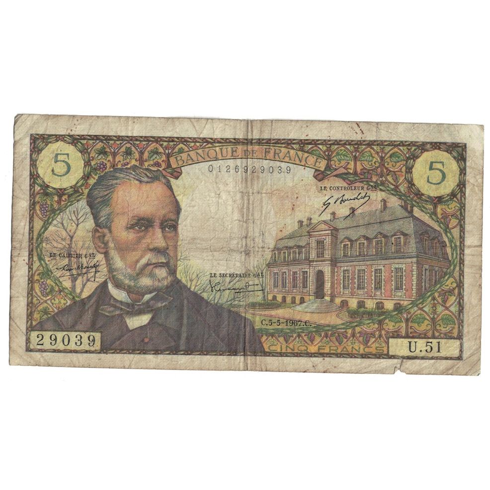 Frankreich, 5 Francs, Pasteur, 1967, U.51, SGE, Fayette:61.05, KM:146b