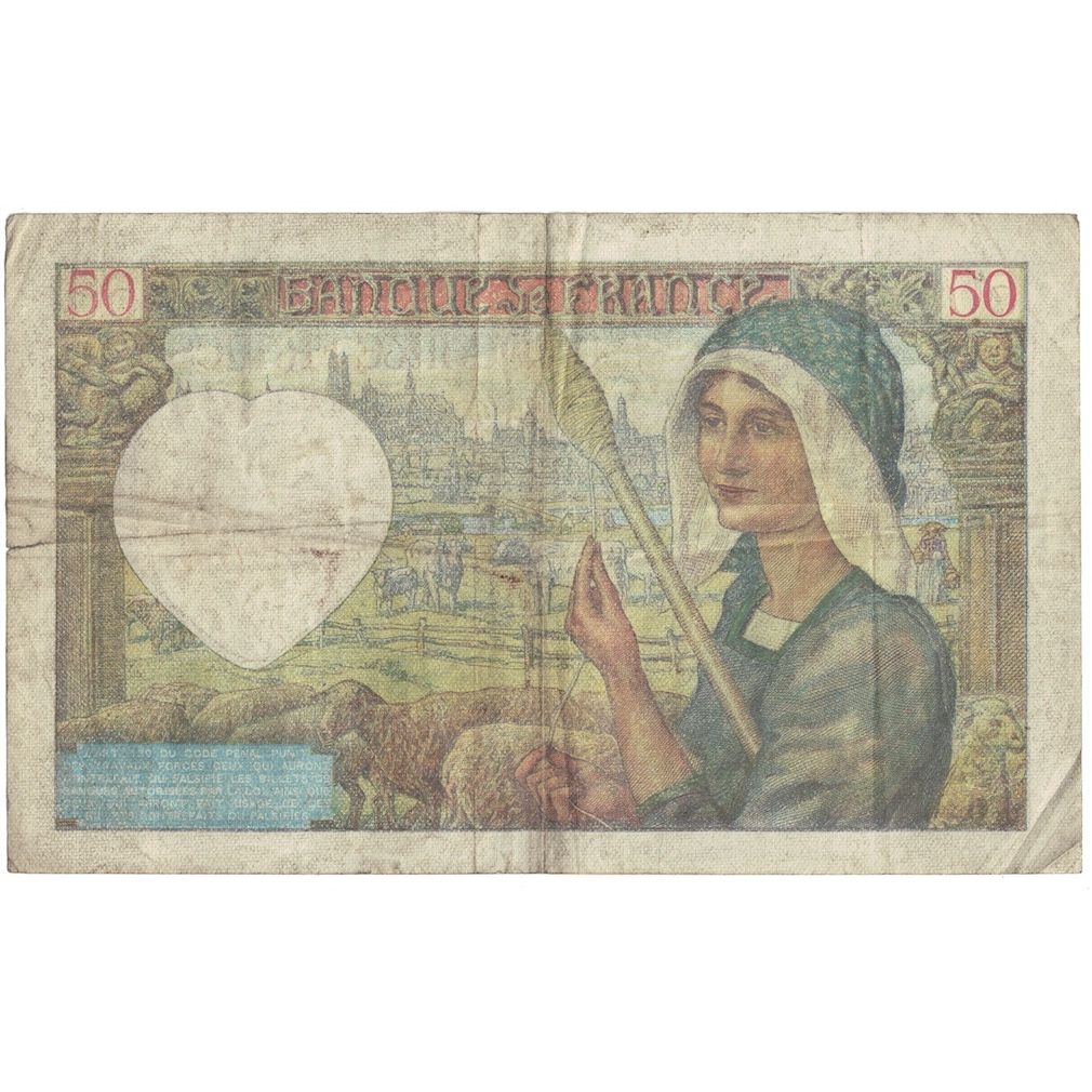 Francia, 50 Francs, Jacques Coeur, 1941, P.70, BC+, Fayette:19.9, KM:93