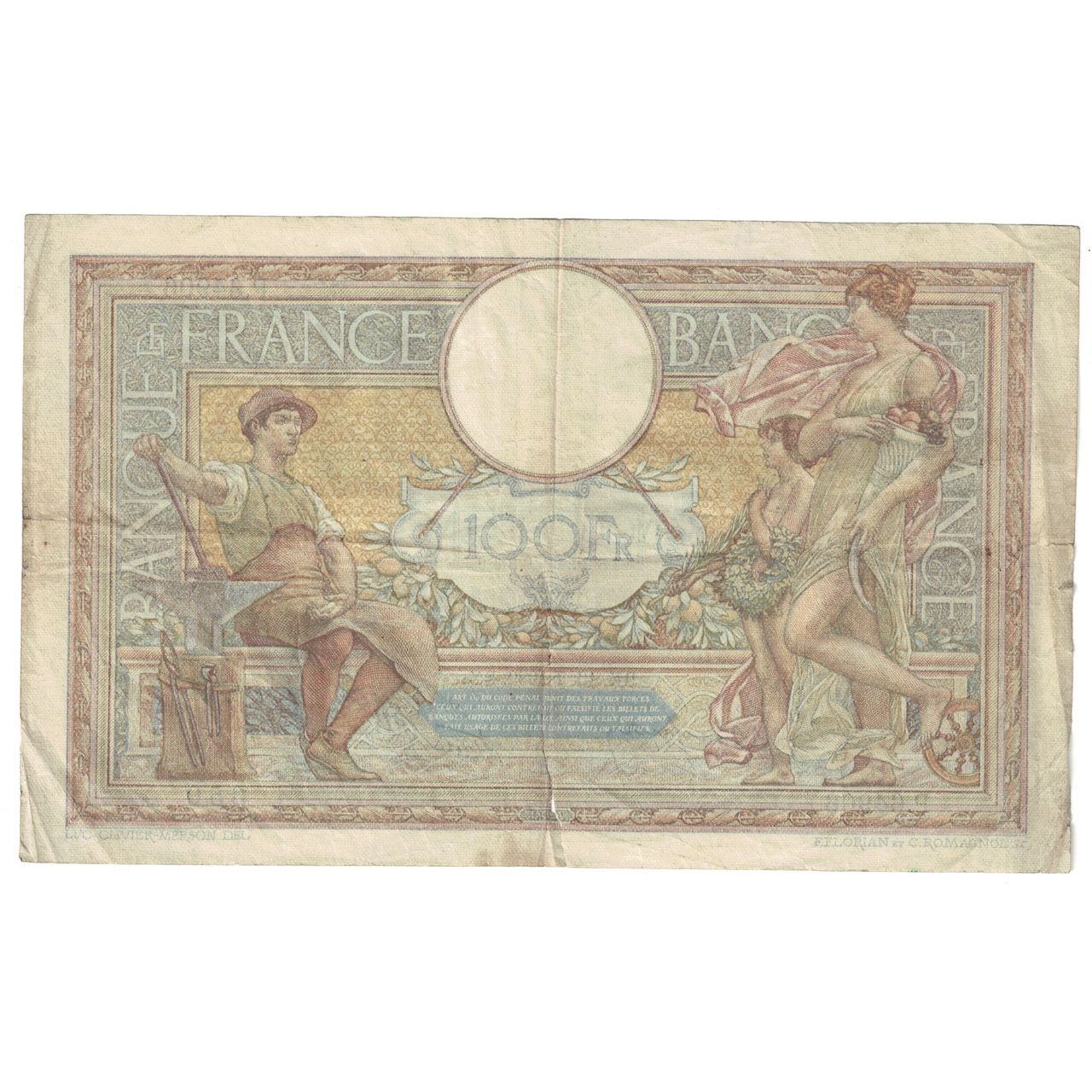 France, 100 Francs, Luc Olivier Merson, 1939, P.649, F(12-15), Fayette:25.43