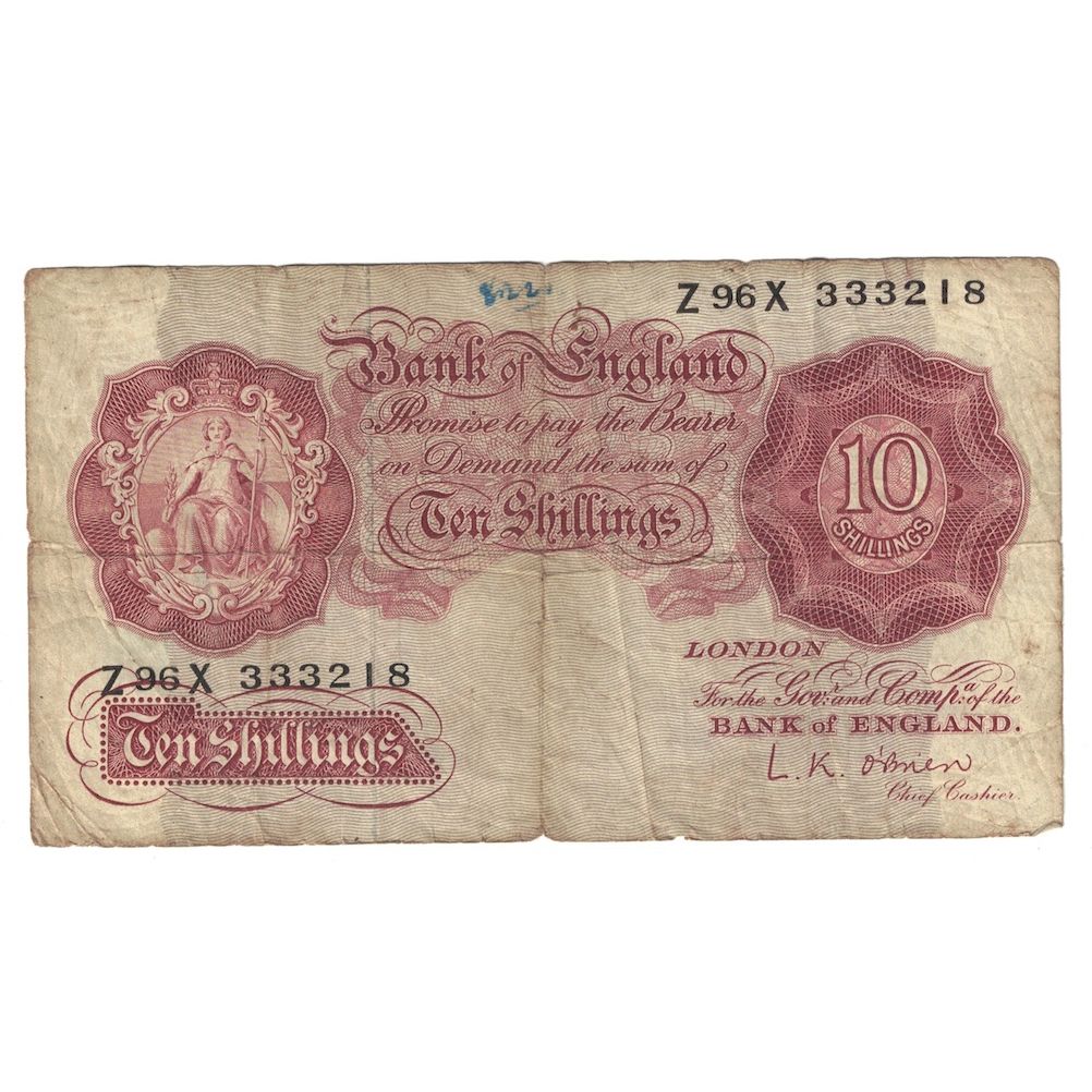 Geldschein, Großbritannien, 10 Shillings, 1955-1960, KM:368c, SGE