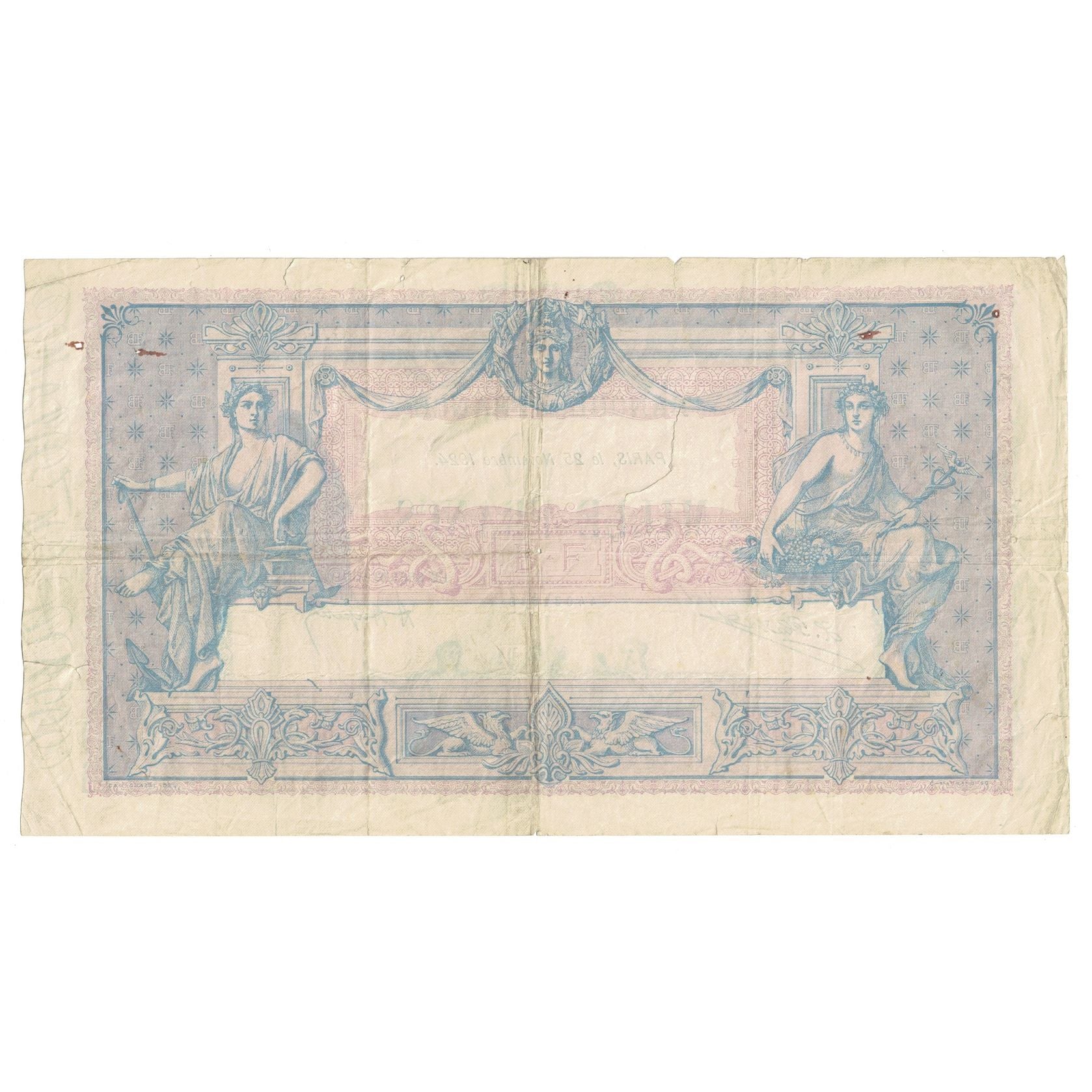 Francia, 1000 Francs, Bleu et Rose, 1924, G.1786, MB, Fayette:36.40, KM:67j