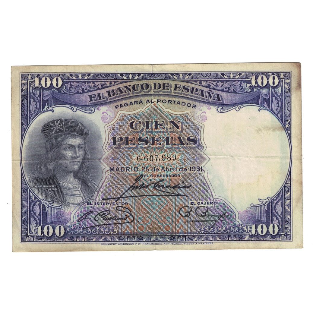 Banknote, Spain, 100 Pesetas, 1931, 1931-04-25, KM:83, EF(40-45)